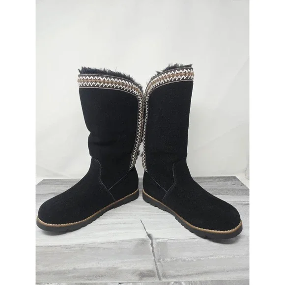 Lamo Women's Black Suede Sheepskin Lined Boots Size 6 - Picture 3 of 8